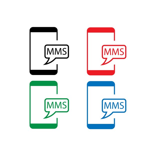 Vecteur le paquet d'icônes mms est en 4 couleurs