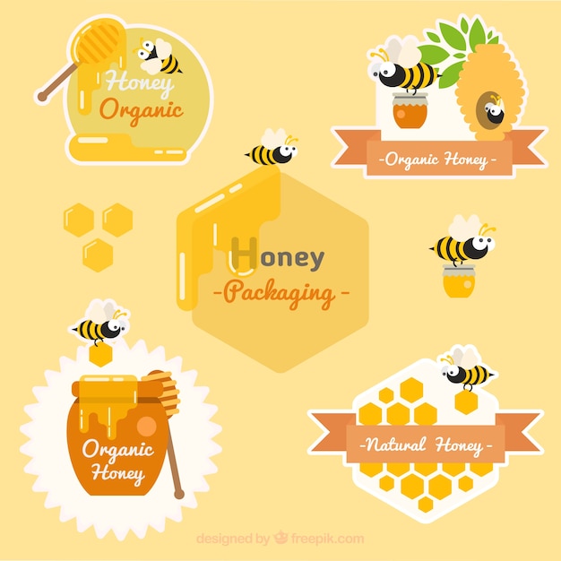 Paquet de jolis autocollants avec sympathique abeille