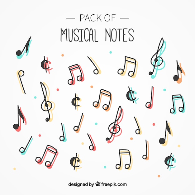 Paquet de notes musicales avec couleur