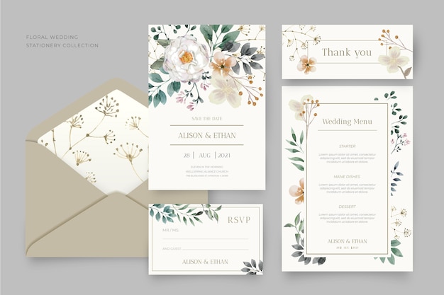 Paquet de papeterie de mariage floral