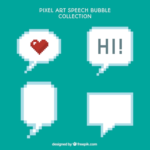 Paquet de quatre discours pixélisé bulles