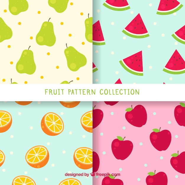 Paquet De Quatre Motifs Avec Des Fruits Colorés