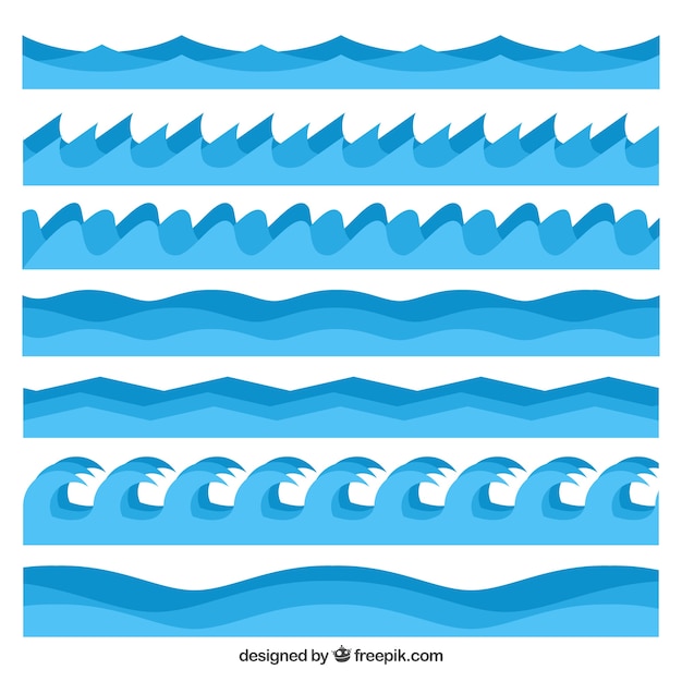 Paquet De Vagues Dans Des Styles Différents