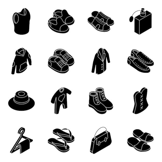 Un paquet de vêtements et de chaussures Icône solide