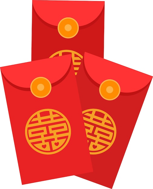 Des paquets d'argent rouge du Nouvel An chinois en dessin animé