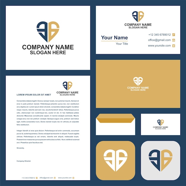 Par Exemple, Logo Initial Love Vector Design Et Carte De Visite Premium