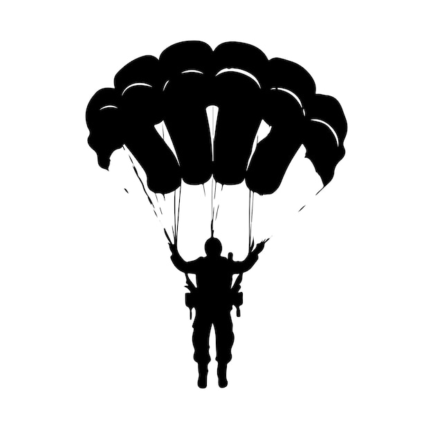 Parachutiste Volant Avec Vecteur De Silhouette De Parachute