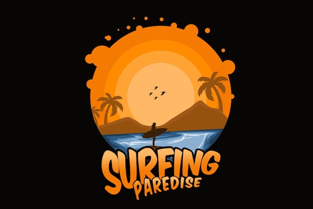 Vecteur paradis du surf dans la conception d'illustration de la session d'été