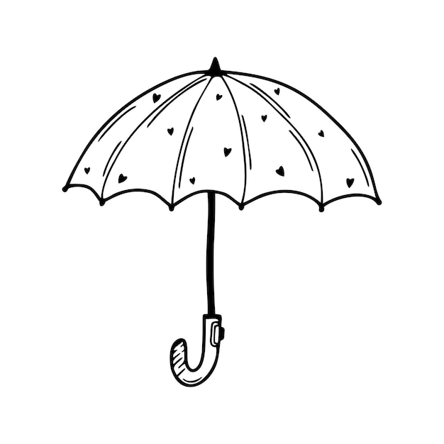 Parapluie Dessiné à La Main Isolé Sur Fond Blanc