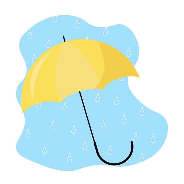 Vecteur parapluie jaune réaliste sur fond bleu pour carte postale ou bannière