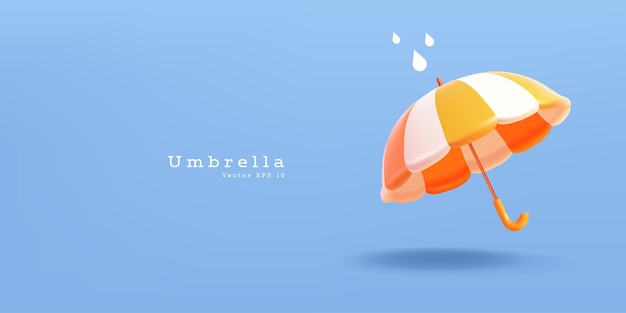 Parapluie ouverte moderne lumineuse sur un fond bleu 3D Pour les concepts de protection Météo d'automne pluvieux