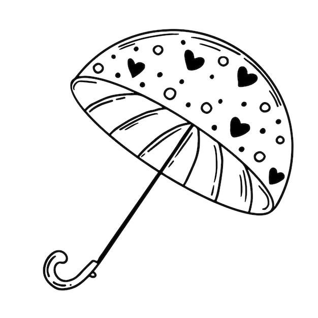 Parapluie Vectoriel Parapluie Doodle Décoré De Coeurs élément Mignon Isolé Sur Fond Blanc