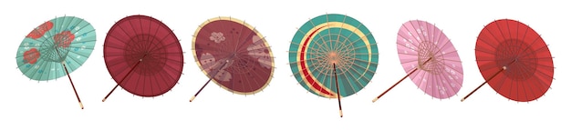 Parapluies Asiatiques Sur Fond Blanc Papier Washi Japonais