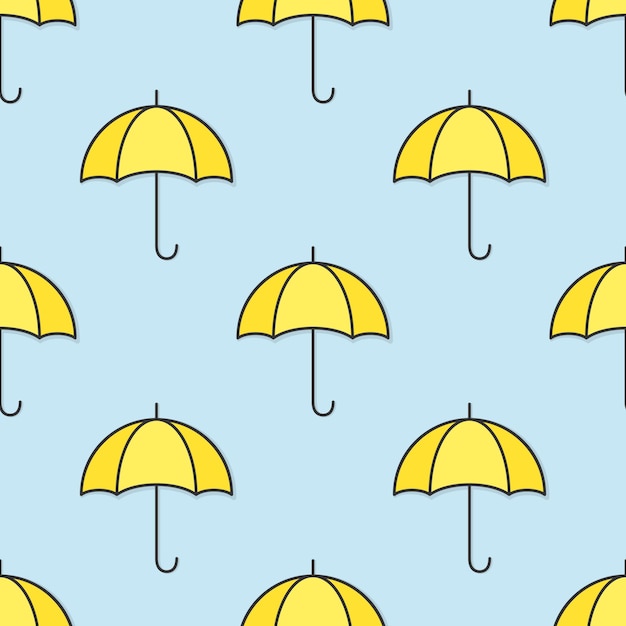 Parapluies Jaunes Sur Fond Bleu Motif Sans Couture Vectoriel