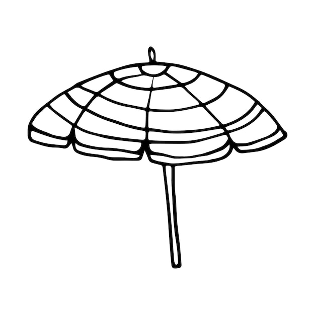 Parasol doodle illustration vectorielle de style isolé sur fond blanc