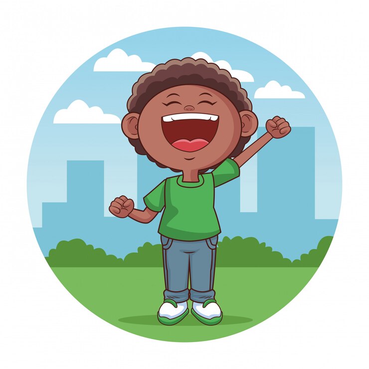 Vecteur parc enfant heureux petit-fils