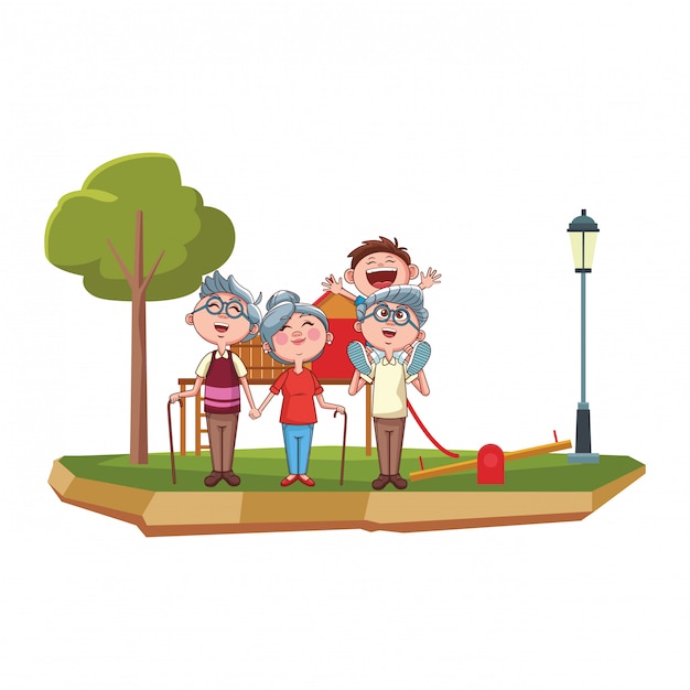 Parc Des Grands-parents Et Petits-fils