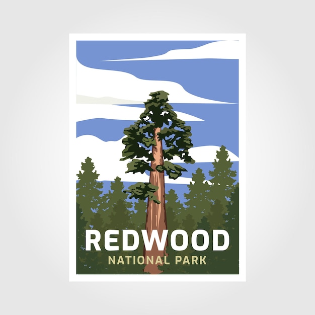 Vecteur parc national de redwoods en californie conception d'illustration d'affiche