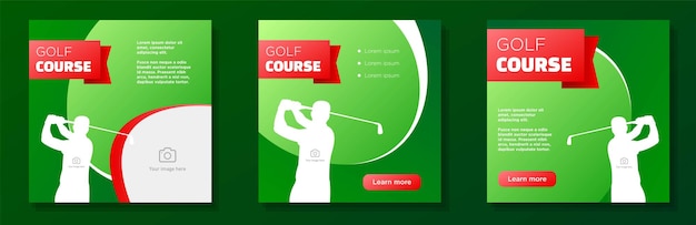 Parcours De Golf Sport Médias Sociaux Post Bannière Ensemble Golf Athlète Leçon Publicité Concept Entreprise