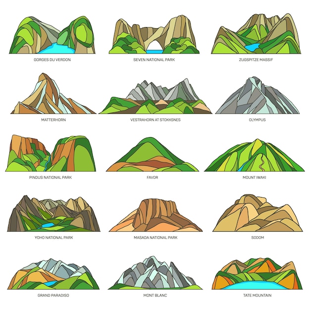 Parcs Naturels Avec Vecteur De Montagnes Et De Rochers