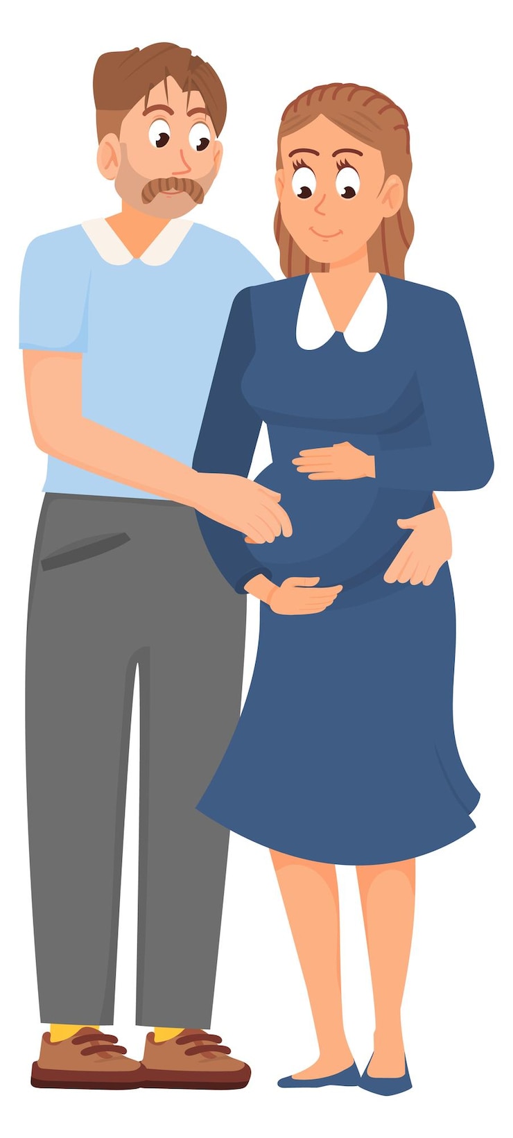 Vecteur des parents attendent un bébé, une femme enceinte et un homme heureux.