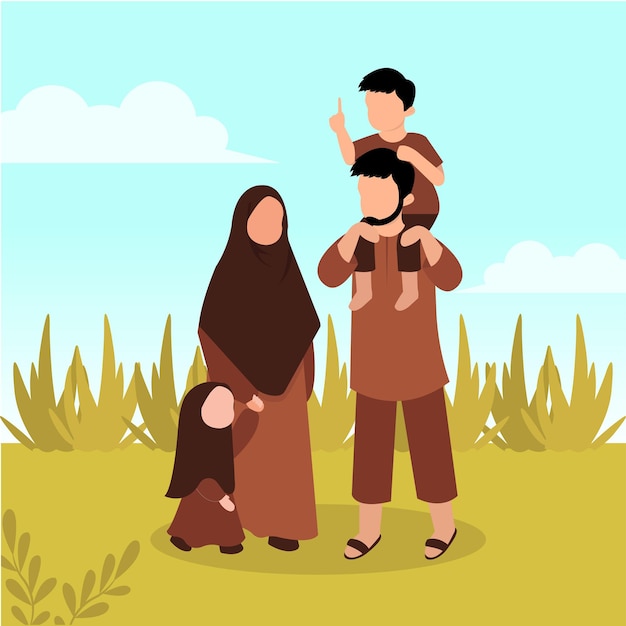 Parents Islamiques Maman Papa Fille Et Fils