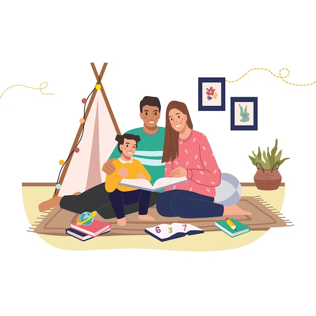 les parents passent du temps avec l'enfant pour voir les devoirs et l'aider avec les problèmes de mathématiques