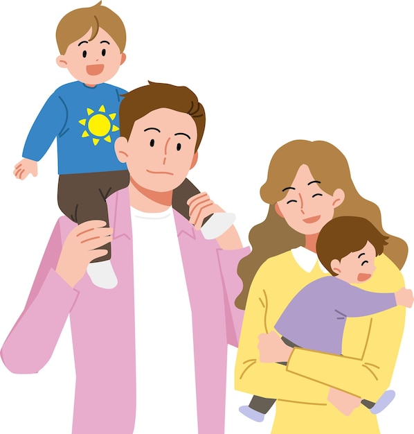 Des Parents Qui Tiennent Leurs Enfants Illustration D'une Famille Harmonieuse