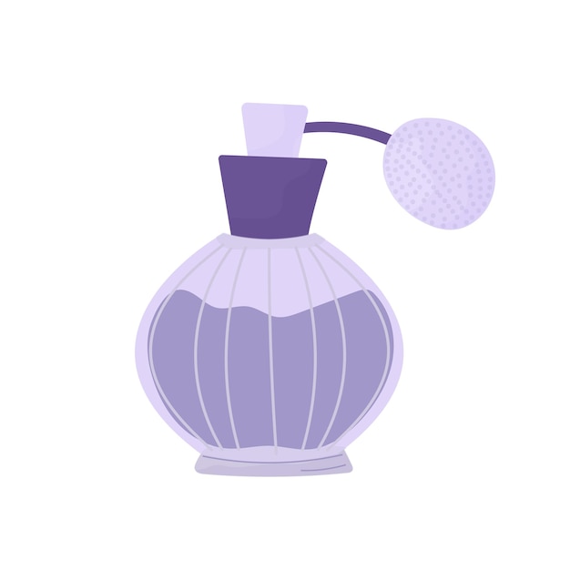 Vecteur parfum de lavande isolé élixir aromatique floral flacon pulvérisateur en verre illustration vectorielle dessin animé plat