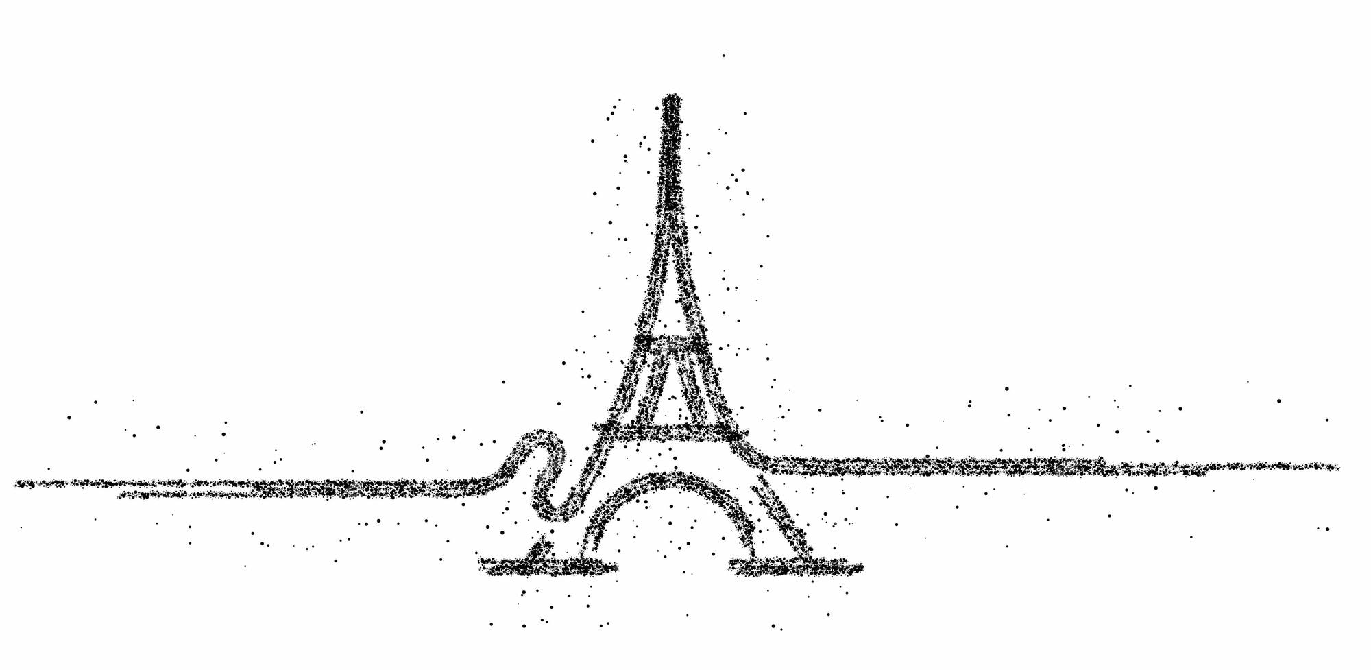 Paris, Tour Eiffel, Paris Cartoon Art, Carte Postale, Particle Art Vector  Illustration | Vecteur Premium