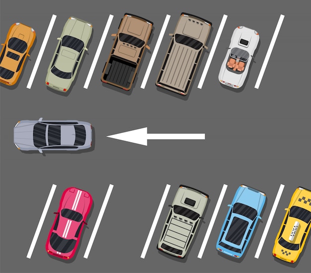 Parking De La Ville Avec Différentes Voitures