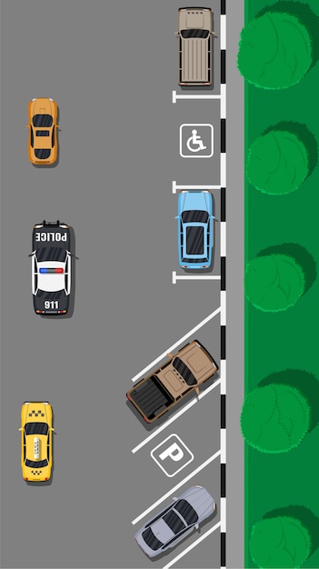 Parking De La Ville Avec Différentes Voitures