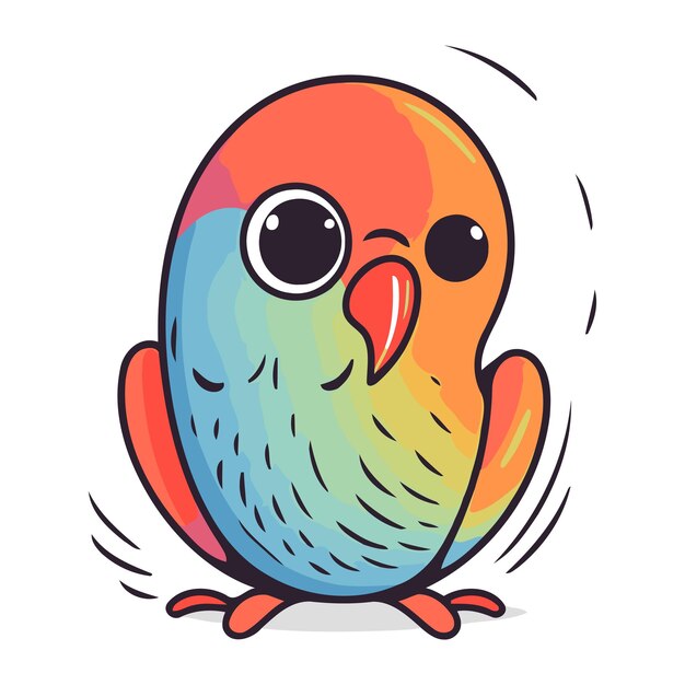 Parrot De Dessin Animé Mignon Illustration Vectorielle Isolée Sur Fond Blanc