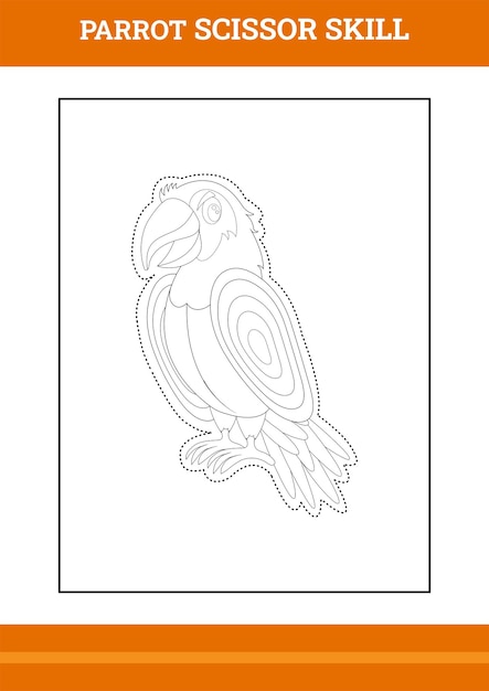 Parrot Scissor Skill Pour Les Enfants Dessin Au Trait Pour Les Enfants Coloriage à Imprimer