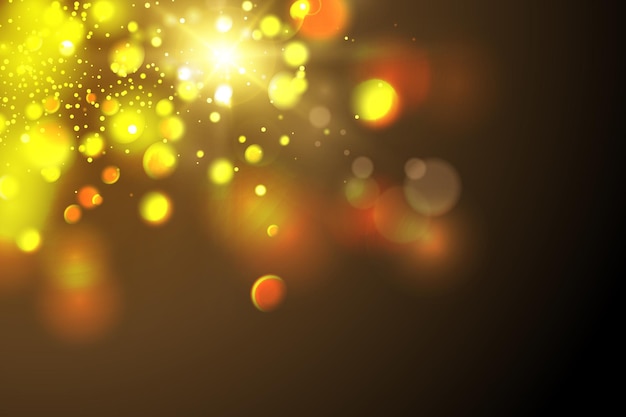 Particules dorées Cercles de bokeh jaune brillant abstrait fond de luxe or