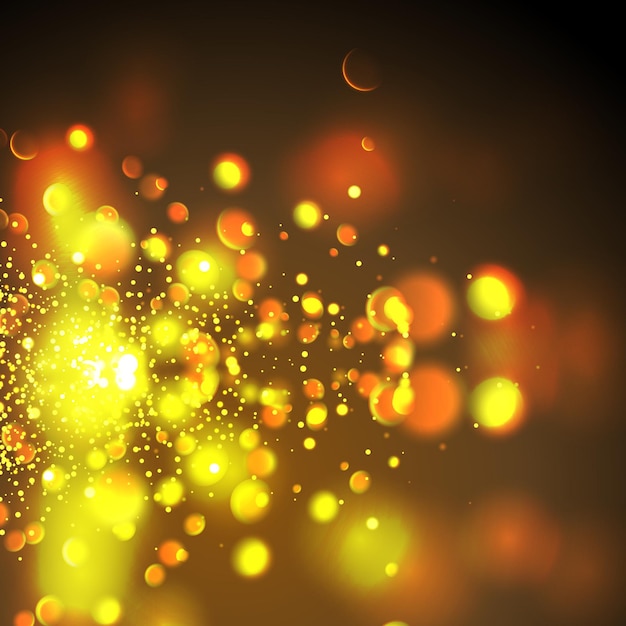 Vecteur particules dorées cercles de bokeh jaune brillant abstrait fond de luxe or
