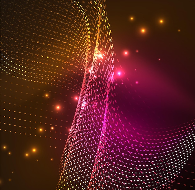 Particules d'onde vectorielle fond 3D vague numérique éclairée de particules rougeoyantes Illustration vectorielle futuriste et technologique élément moderne HUD