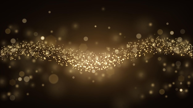 Particules d'or sur fond d'onde de flux flou Illustration vectorielle