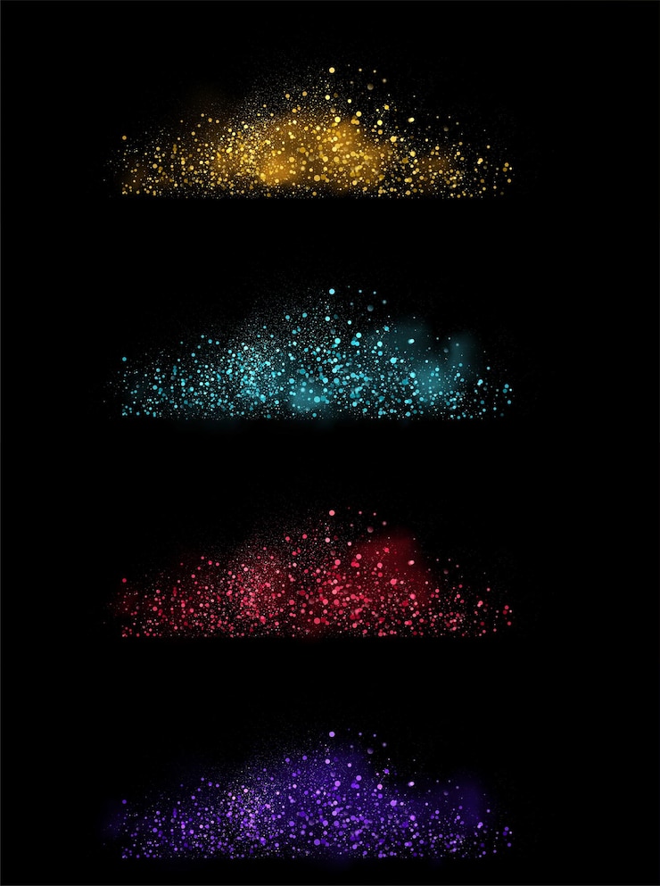 Particules de paillettes d'or de luxe sur fond noir effets de lumière rougeoyante Glow sparkles vector