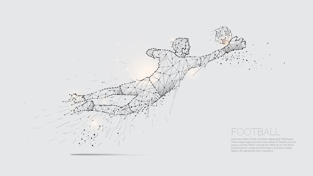 Les particules et le point de ligne du mouvement du joueur de football