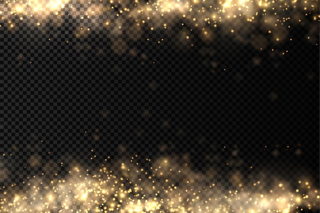 Des particules de poussière dorées étincelantes bokeh des étincelles de Noël effet de lumière étincelante étincelle jaune étoile