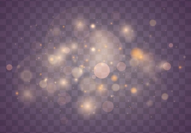 Particules de poussière magiques étincelantes avec effet bokeh.
