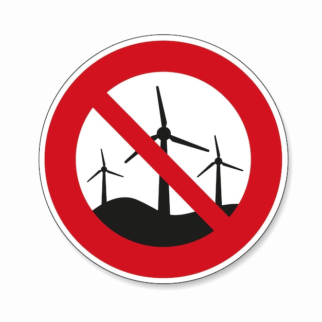 Pas D'éoliennes Générateur De Vent Ou Interdiction De Parc éolien Ou Signe D'interdiction Non Autorisé Sur Fond Blanc Illustration Vectorielle Fichier Vectoriel Eps 10