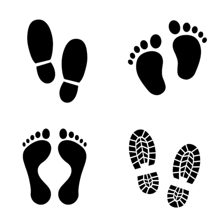 Vecteur pas de pied et marques