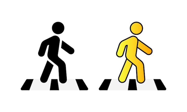 Vecteur passage pour piétons homme de couleur plate à un passage pour piétons icônes vectorielles