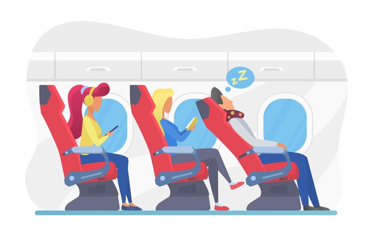 Vecteur les passagers de l'avion à l'intérieur de la classe économique