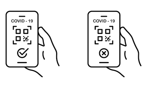 Passeport Santé avec QR Code sur Téléphone Mobile Passeport Santé Valide et Non Valide sur Smartphone