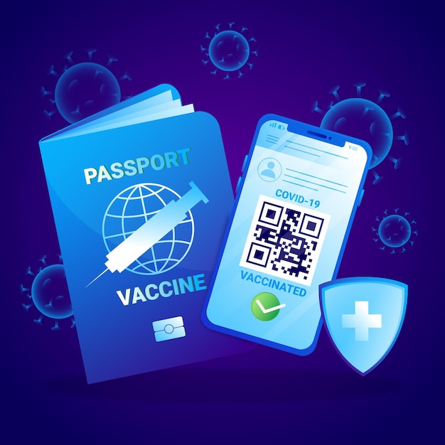 Vecteur passeport de vaccination dégradé