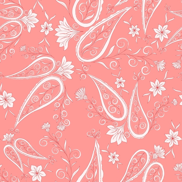 Vecteur pastel pink paisley ovee all pattern