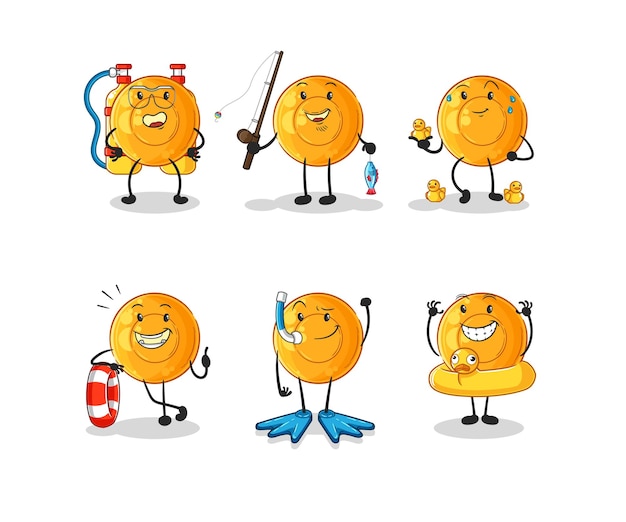 Pastilles Pour La Gorge Eau Activité Groupe Dessin Animé Mascotte Vecteur